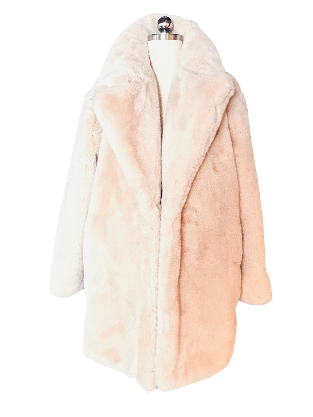 Philosophy Plush Soft Faux Fur Pale Blush Pink Coat Size L